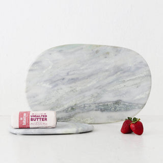 XENA OVAL MARBLE SERVING BOARD  |  24CM + 38CM  |  GREEN MARBLE