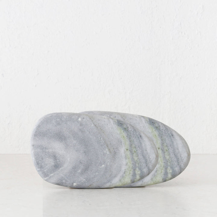 XENA OVAL MARBLE SERVING BOARD BUNDLE X2 |  24CM  |  GREEN MARBLE