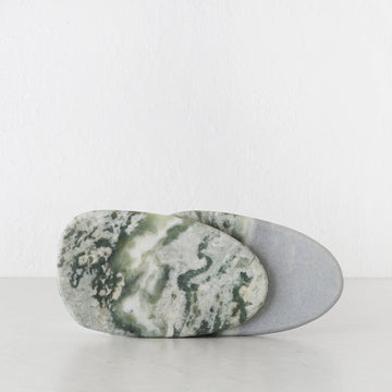 XENA OVAL MARBLE SERVING BOARD BUNDLE X2 |  24CM  |  GREEN MARBLE