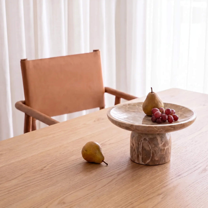 XENA FOOTED CAKE SERVING STAND  |  25CM  |  CAPRI BEIGE MARBLE