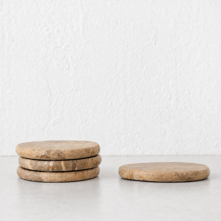 XENA ROUND COASTER  |  SET OF 4  |  CAPRI BEIGE MARBLE