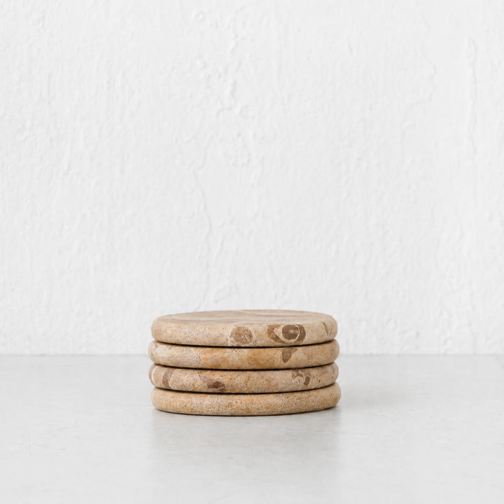 XENA ROUND COASTER  |  SET OF 4  |  CAPRI BEIGE MARBLE