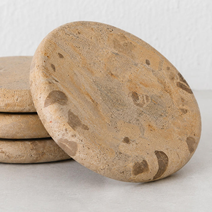 XENA ROUND COASTER  |  SET OF 4  |  CAPRI BEIGE MARBLE