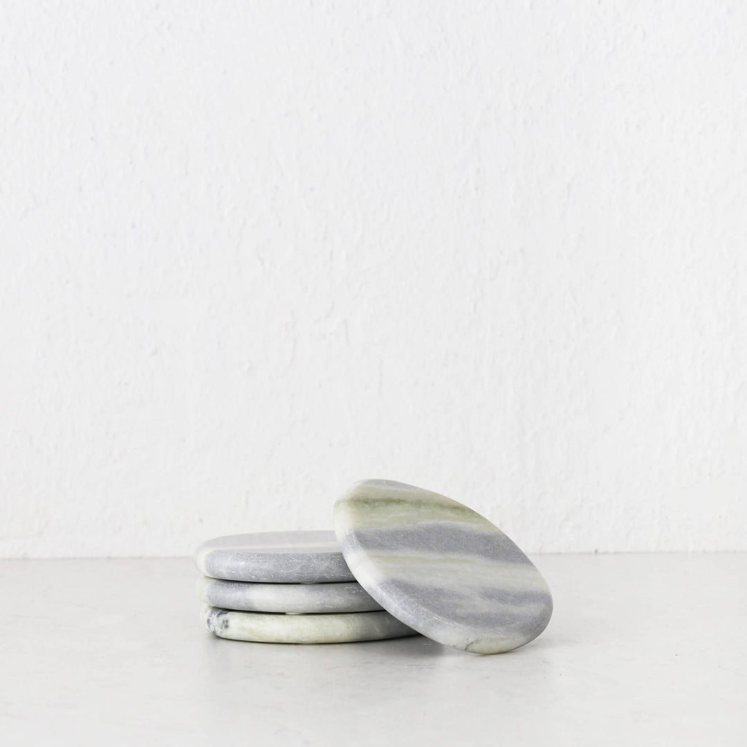 XENA OVAL MARBLE COASTER  |  SET OF 4  |  GREEN MARBLE