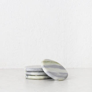 XENA OVAL MARBLE COASTER  |  SET OF 4  |  GREEN MARBLE