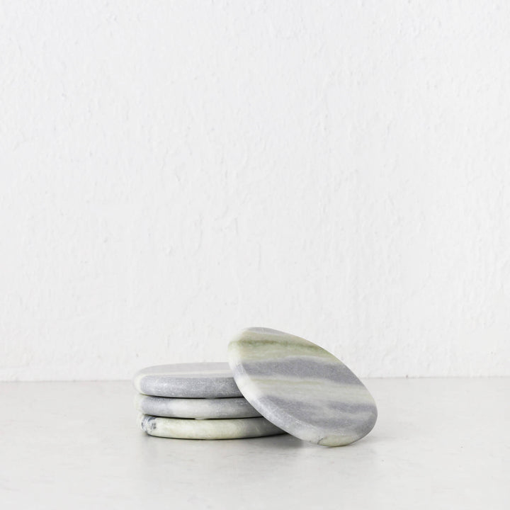 XENA OVAL MARBLE COASTER  |  SET OF 4  |  GREEN MARBLE