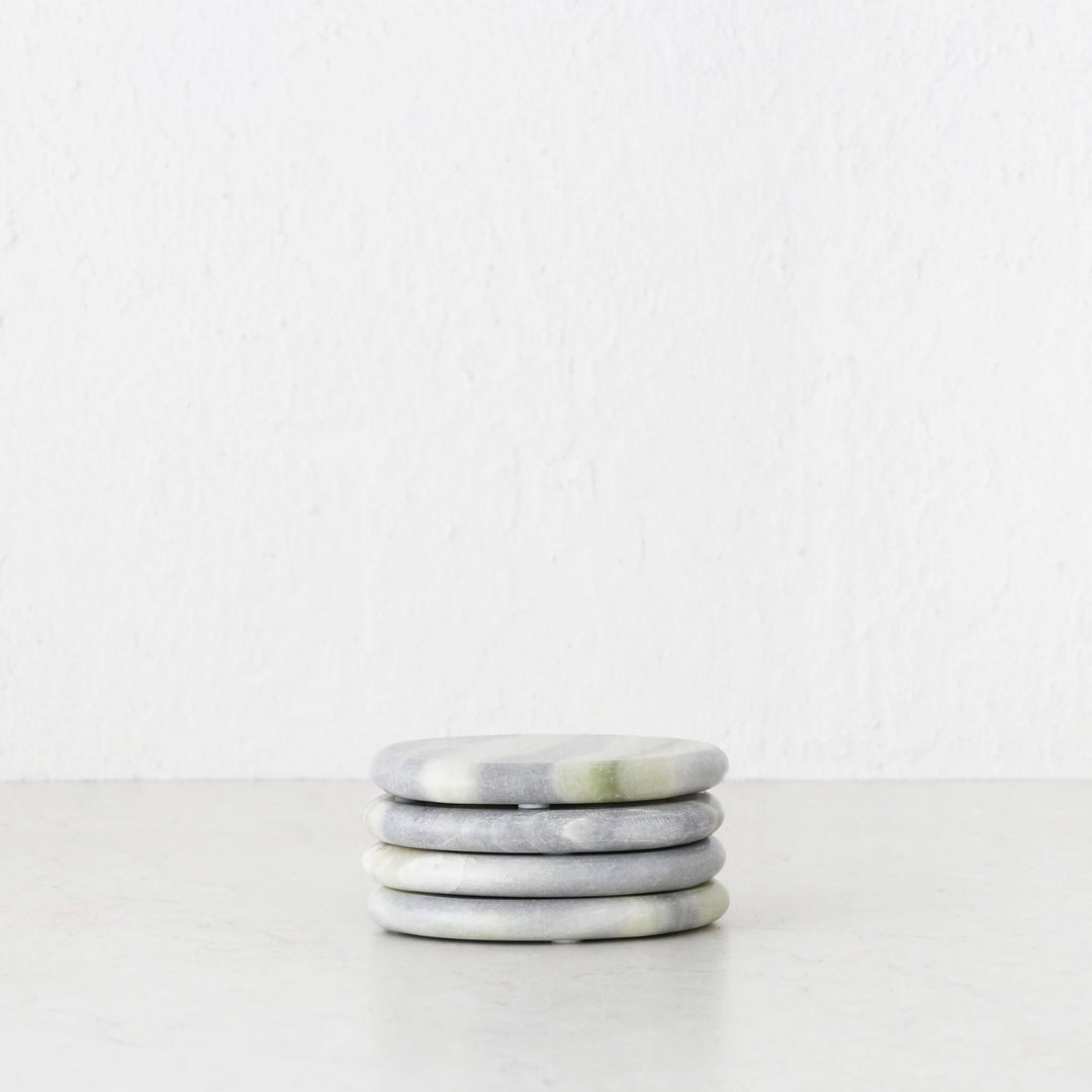 XENA OVAL MARBLE COASTER  |  SET OF 4  |  GREEN MARBLE