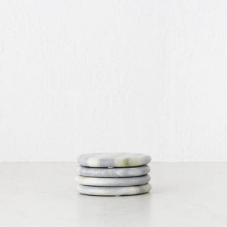 XENA OVAL MARBLE COASTER  |  SET OF 4  |  GREEN MARBLE