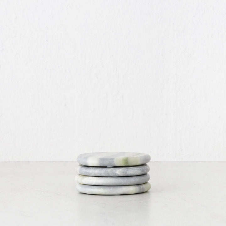XENA OVAL MARBLE COASTER  |  SET OF 4  |  GREEN MARBLE
