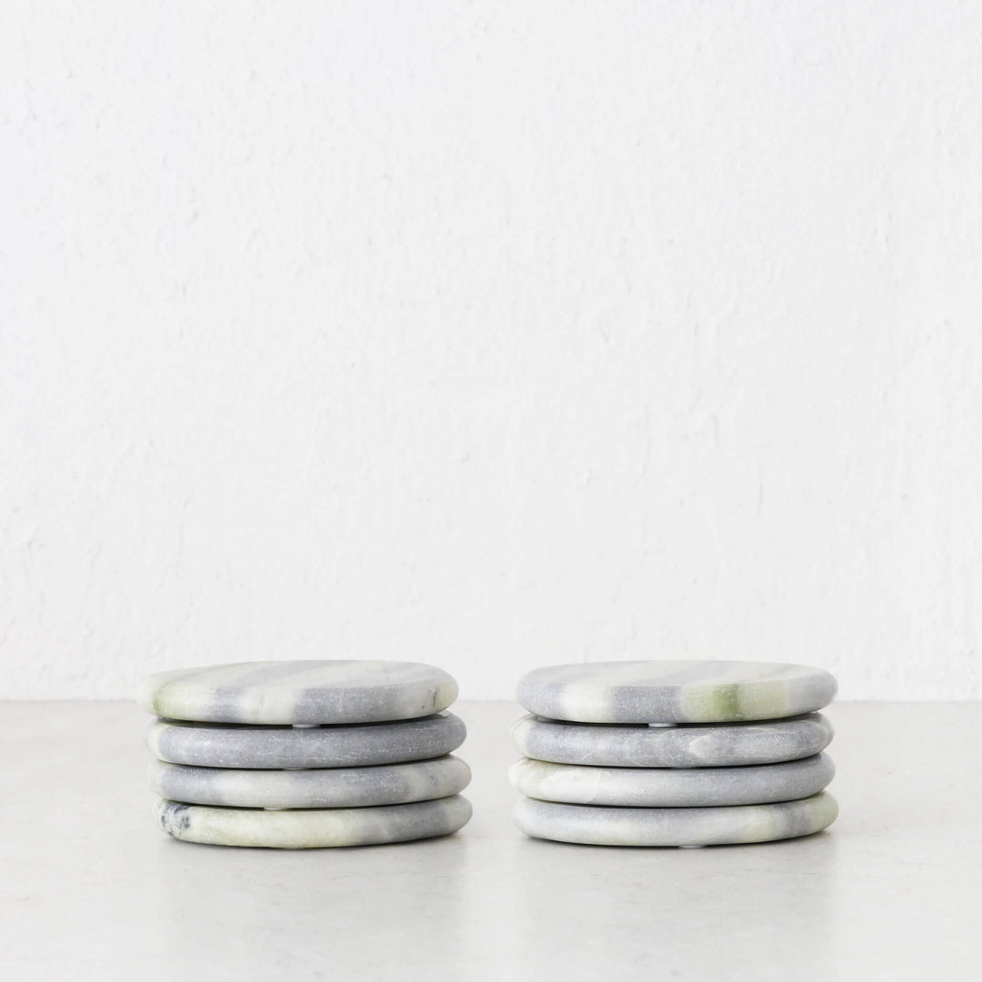 XENA OVAL MARBLE COASTER  |  SET OF 8  |  GREEN MARBLE