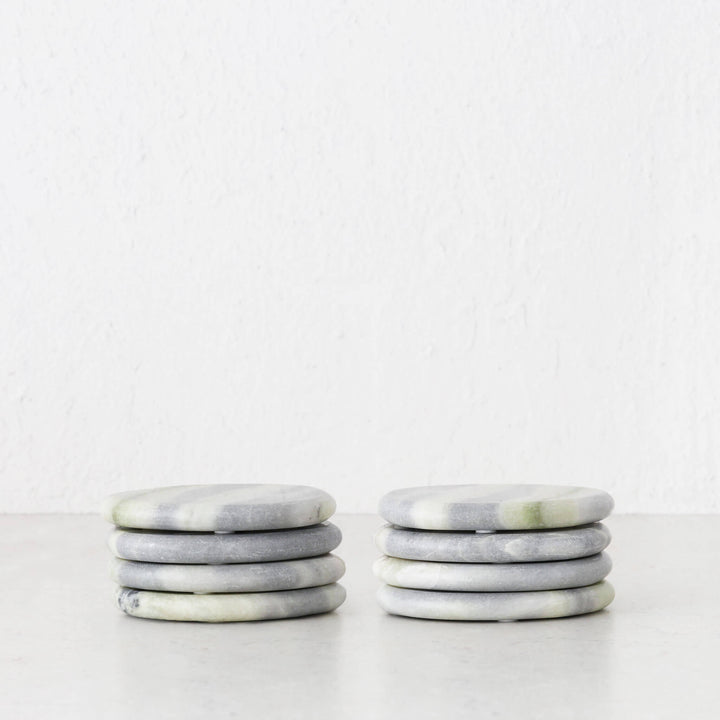 XENA OVAL MARBLE COASTER  |  SET OF 8  |  GREEN MARBLE