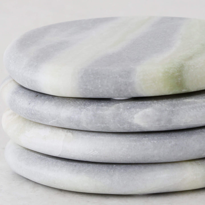 XENA OVAL MARBLE COASTER  |  SET OF 4  |  GREEN MARBLE
