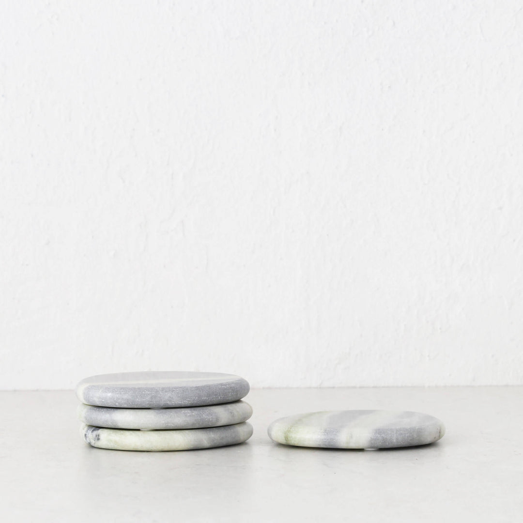XENA OVAL MARBLE COASTER  |  SET OF 4  |  GREEN MARBLE