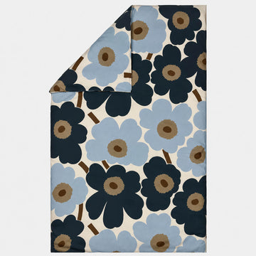 MARIMEKKO  |  UNIKKO QUEEN DUVET COVER  |  210 X 210CM  |  OFF WHITE + BLUEBERRY + COLD BLUE