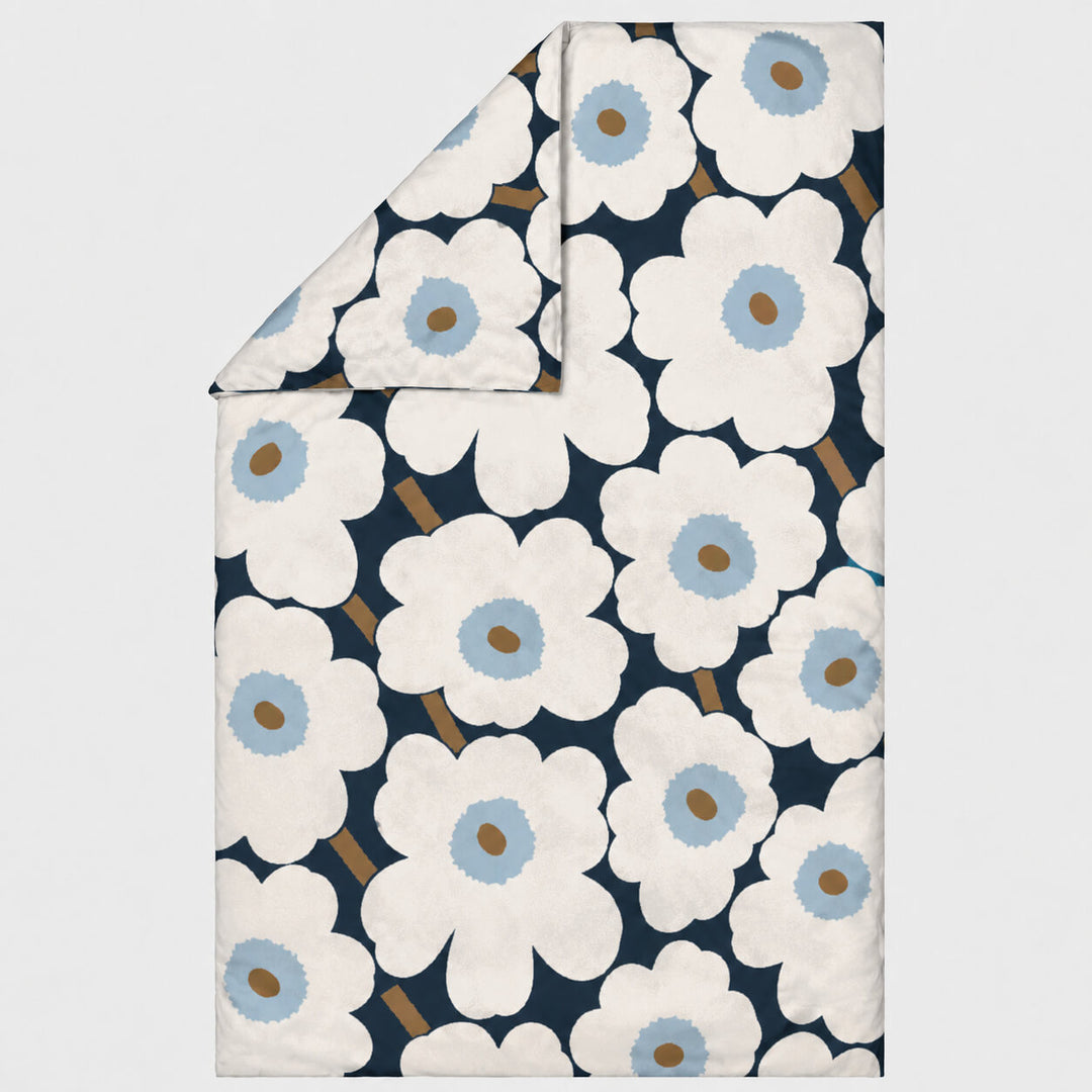 MARIMEKKO  |  UNIKKO QUEEN DUVET COVER  |  210 X 210CM  |  BLUEBERRY + OFF WHITE + COLD BLUE