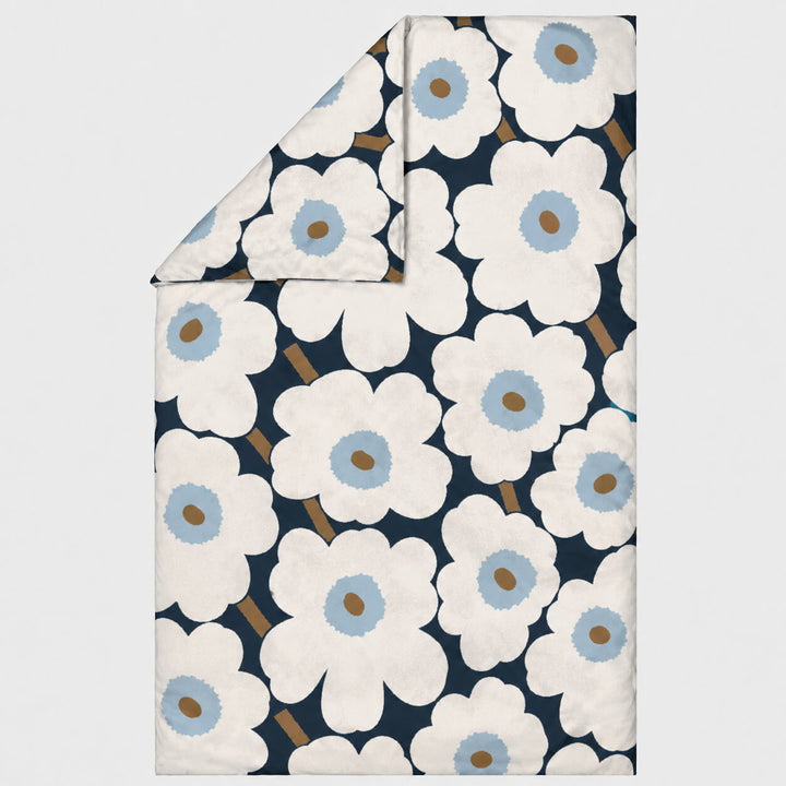MARIMEKKO  |  UNIKKO QUEEN DUVET COVER  |  210 X 210CM  |  BLUEBERRY + OFF WHITE + COLD BLUE