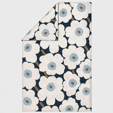 MARIMEKKO  |  UNIKKO QUEEN DUVET COVER  |  210 X 210CM  |  BLUEBERRY + OFF WHITE + COLD BLUE