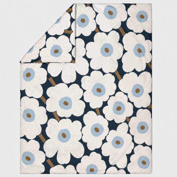 MARIMEKKO  |  UNIKKO KING DUVET COVER  |  210 X 210CM  |  BLUEBERRY + OFF WHITE + COLD BLUE