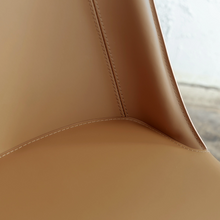 AMES MID CENTURY VEGAN LEATHER DINING CHAIR  |  CLOSE UP  |  SADDLE TAN