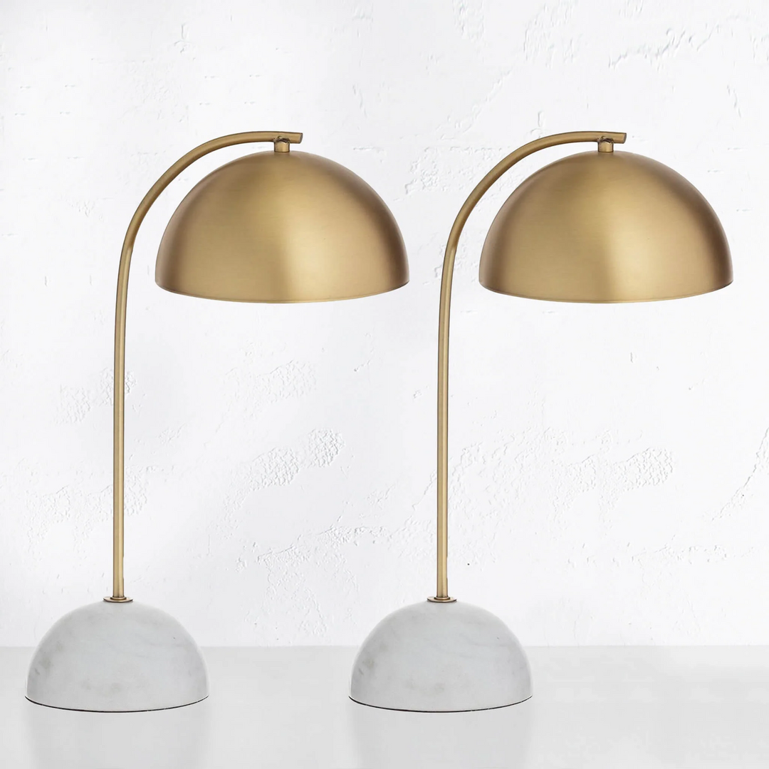 ATTICUS TABLE LAMP BUNDLE x2  |  BRASS + WHITE MARBLE