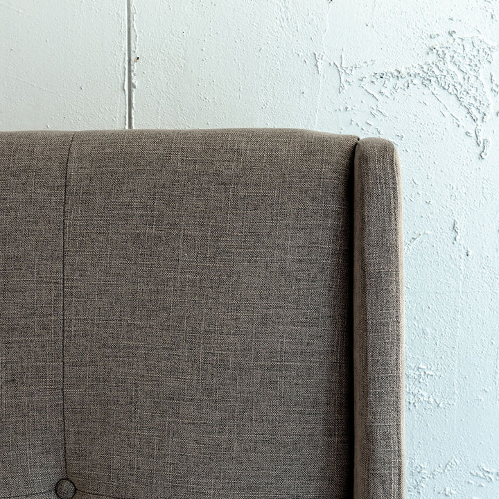 BAIRSTOW BUTTON BACK BED HEAD | SMOKE GREY LINEN