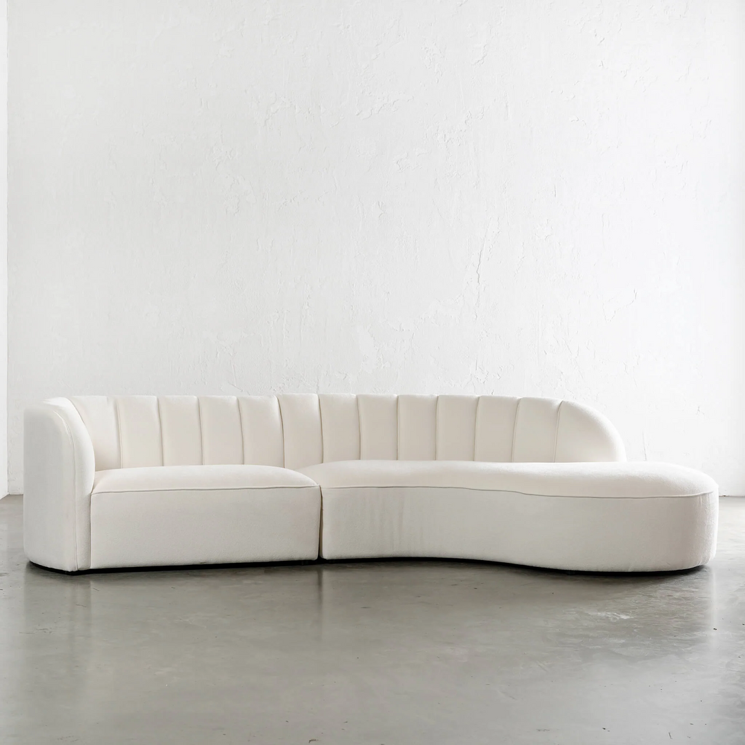 PRE ORDER  |  CARSON MODERNA CURVED RIBBED MODULAR SOFA  |  BOUCLE CHARTER IVORY