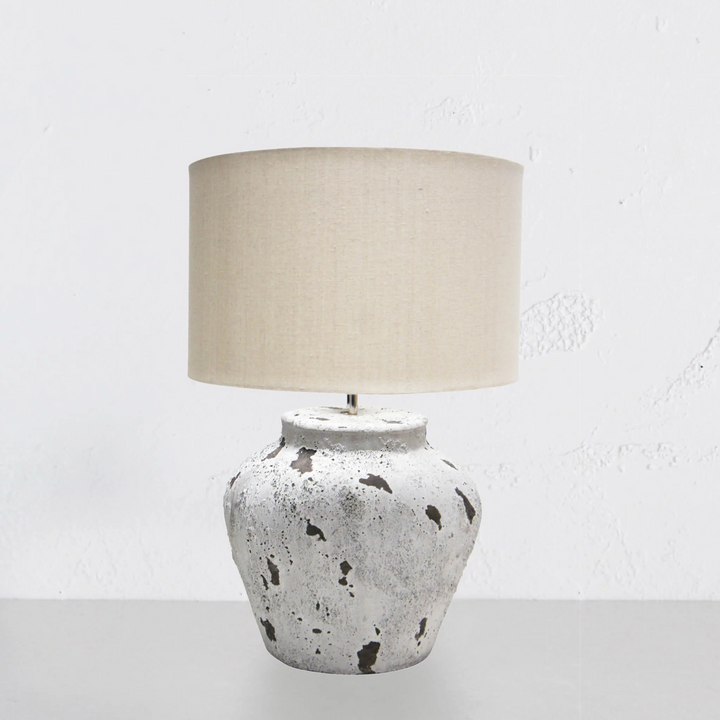 CONCRETE ROUND LAMO GLAZED LAMP 60CM  |  NATURAL + WHITE STONE