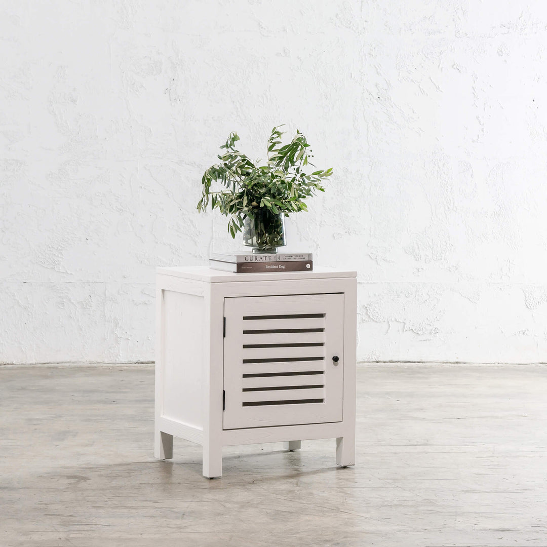 CONRAD SLATTED BED SIDE TABLE   |  WHITE GRAIN  |  LHS