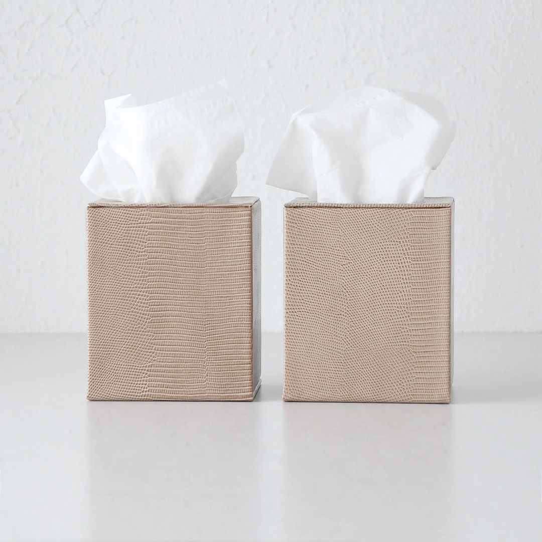 CONRAD SNAKE SQUARE TISSUE BOX COVER  |  BUNDLE X2  |  LIGHT CEDAR