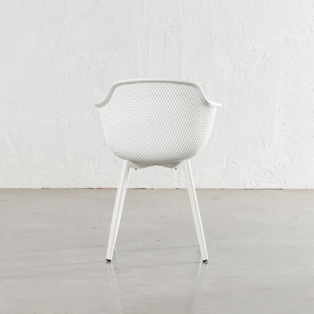 ETTA MESH WRAP INDOOR/OUTDOOR DINING CHAIR  |  GHOST WHITE  BACK VIEW