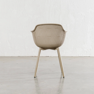 ETTA MESH WRAP INDOOR/OUTDOOR DINING CHAIR  |  TOBACCO SAND BACK VIEW