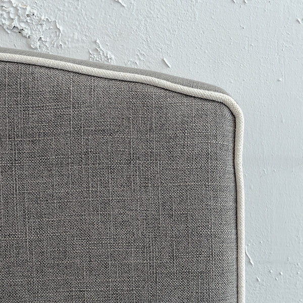 HARGREAVES CURVED BEDHEAD  |  SMOKE GREY LINEN