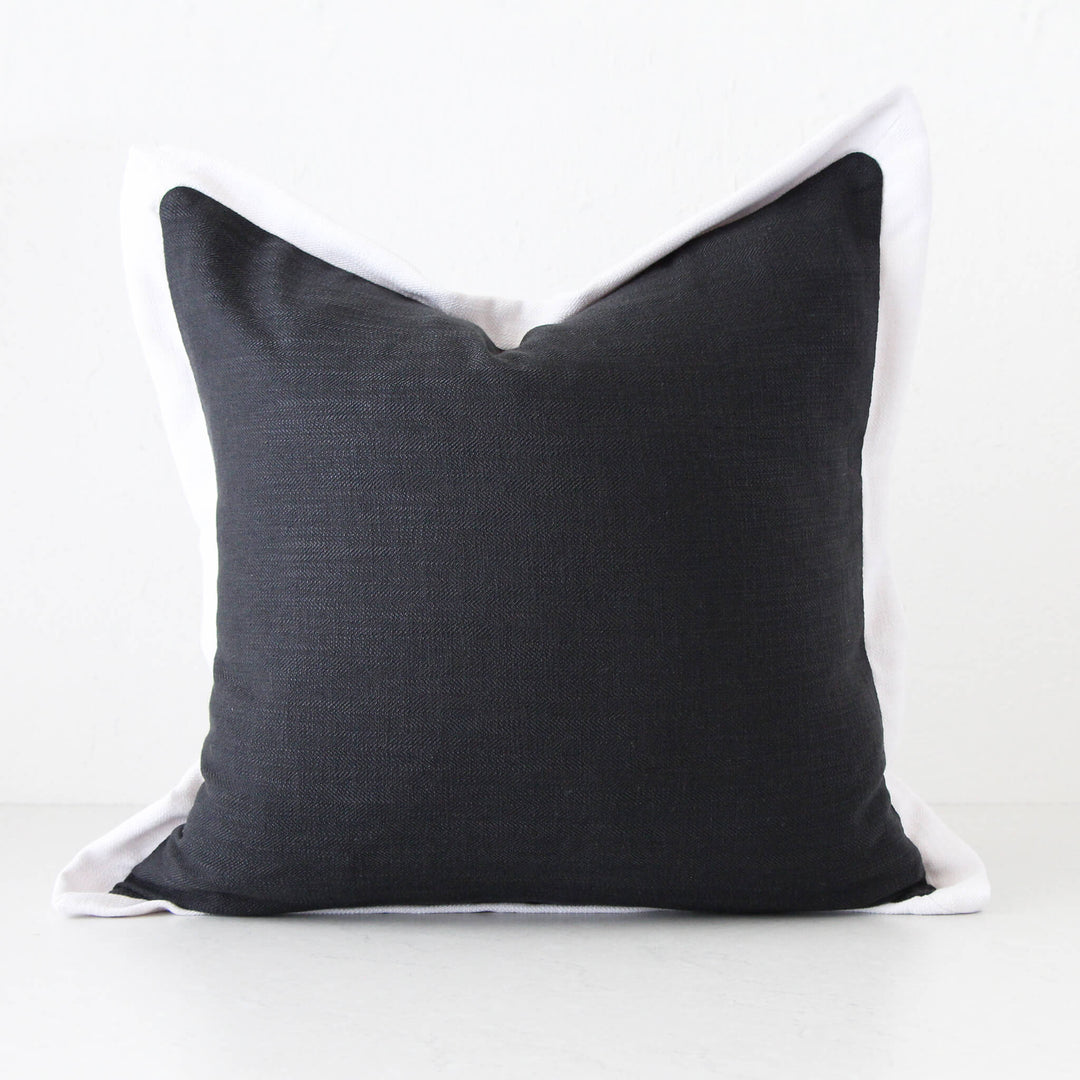 50% FINAL SALE  |  HARVEY LINE CUSHION  |  55 x 55  |  BLACK + WHITE EDGING