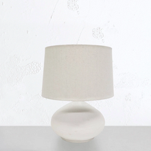 HESSIAN CIRCULAR TABLE LAMP  |  52CM  |  WHITE