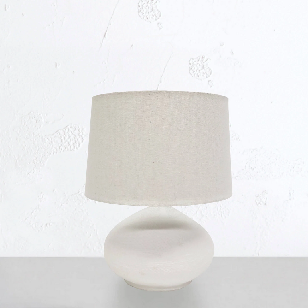HESSIAN CIRCULAR TABLE LAMP BUNDLE x2  |  52CM  |  WHITE