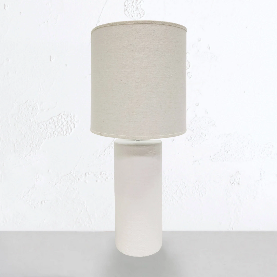 HESSIAN CYLINDER TABLE LAMP BUNDLE x2  |  68CM  |  WHITE