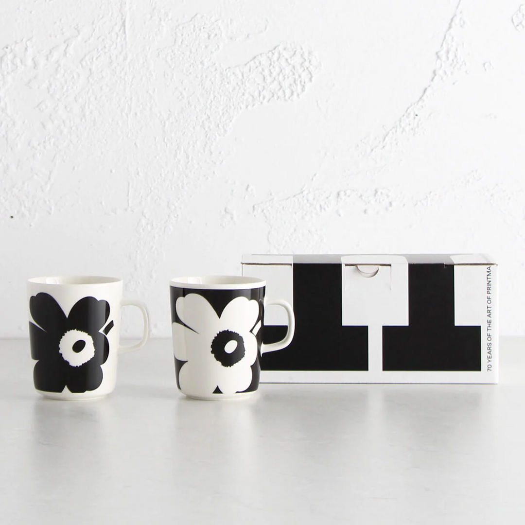 MARIMEKKO | JUHLA UNIKKO MUG 2.5DL | LAST SET | LIMITED EDITION SET OF 2 | BLACK + WHITE