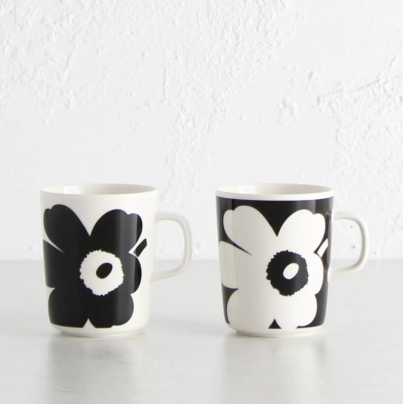 MARIMEKKO | JUHLA UNIKKO MUG 2.5DL | LAST SET | LIMITED EDITION SET OF 2 | BLACK + WHITE