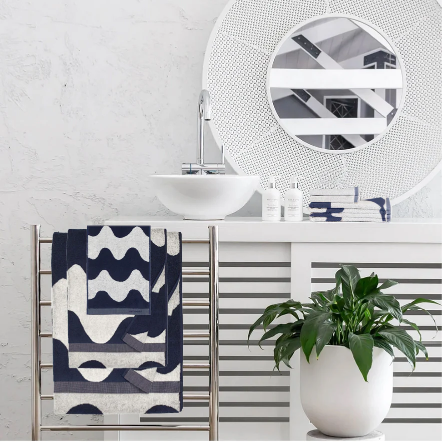 MARIMEKKO  |  LOKKI BATH BUNDLE DOUBLE  |  NAVY BLUE + WHITE