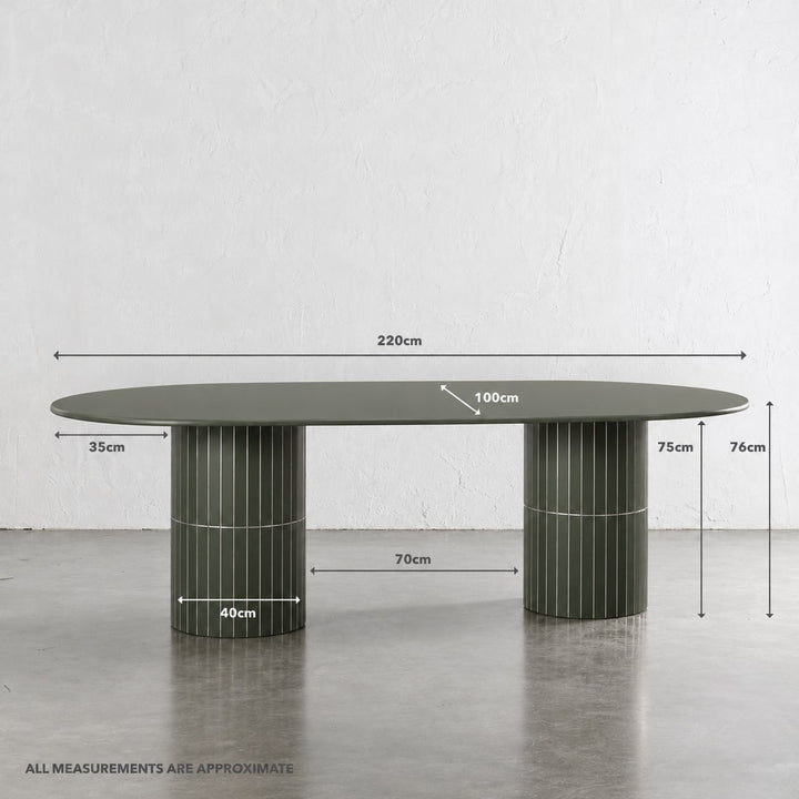 LOMBARD OUTDOOR DINING TABLE  |  BLACKENED OLIVE  |  220CM