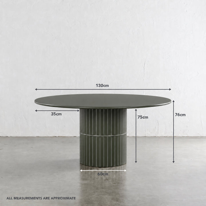 LOMBARD OUTDOOR ROUND DINING TABLE  |  BLACKENED OLIVE  |  130CM