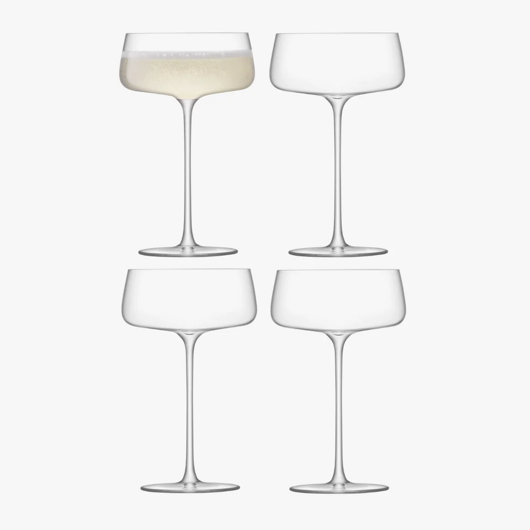 LSA METROPOLITAN CHAMPAGNE SAUCER  |  300ML  |  BOXED SET OF 4 GLASSES