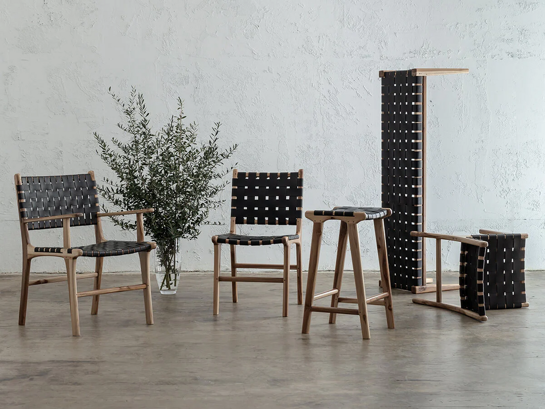 MALAND WOVEN LEATHER ARMCHAIR BLACK LEATHER HIDE Living By Design