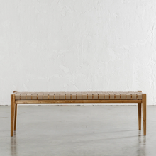 MALAND WOVEN LEATHER BENCH  |  LIGHT TAUPE LEATHER