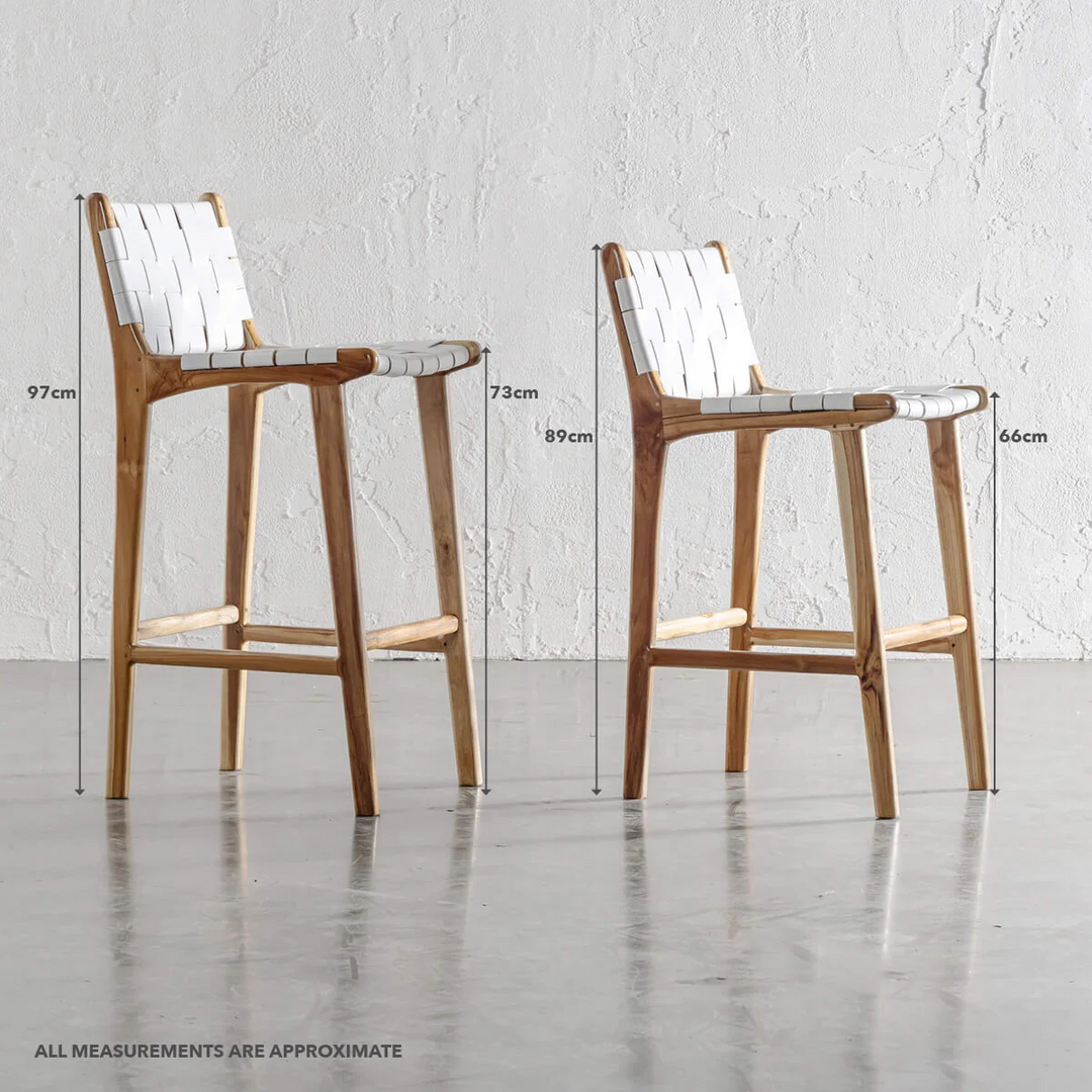 MALAND WOVEN LEATHER BAR CHAIRS  |  BUNDLE + SAVE  |  HIGH + LOW  |  WHITE LEATHER BAR STOOL