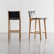 MALAND WOVEN LEATHER BAR CHAIRS   |  HIGH   |  BLACK LEATHER BAR STOOL