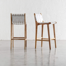 MALAND WOVEN LEATHER BAR CHAIRS   |  HIGH + LOW  |  WHITE LEATHER BAR STOOL