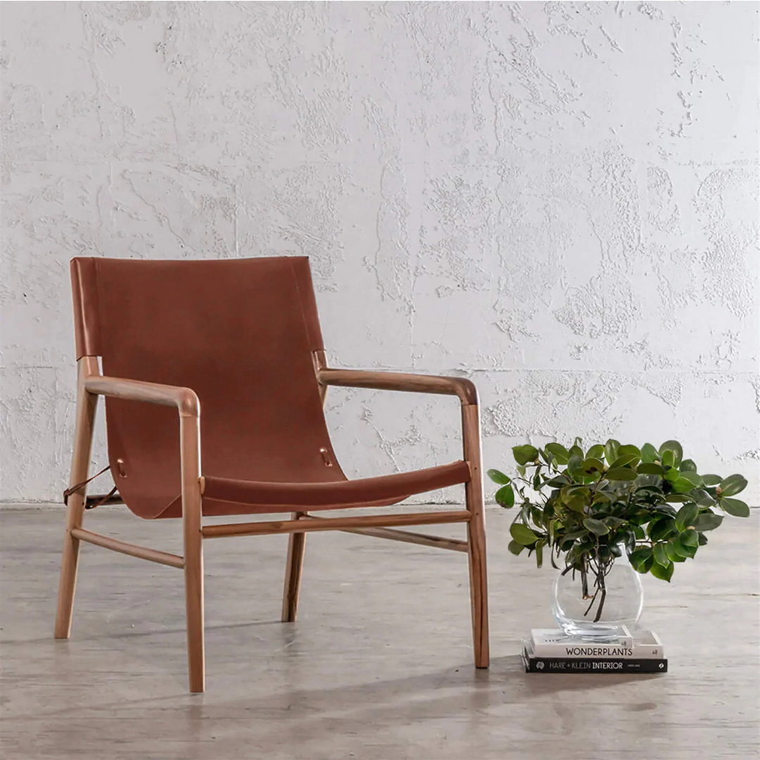 PRE ORDER  |  MALAND SLING LEATHER ARMCHAIR  |  TAN LEATHER