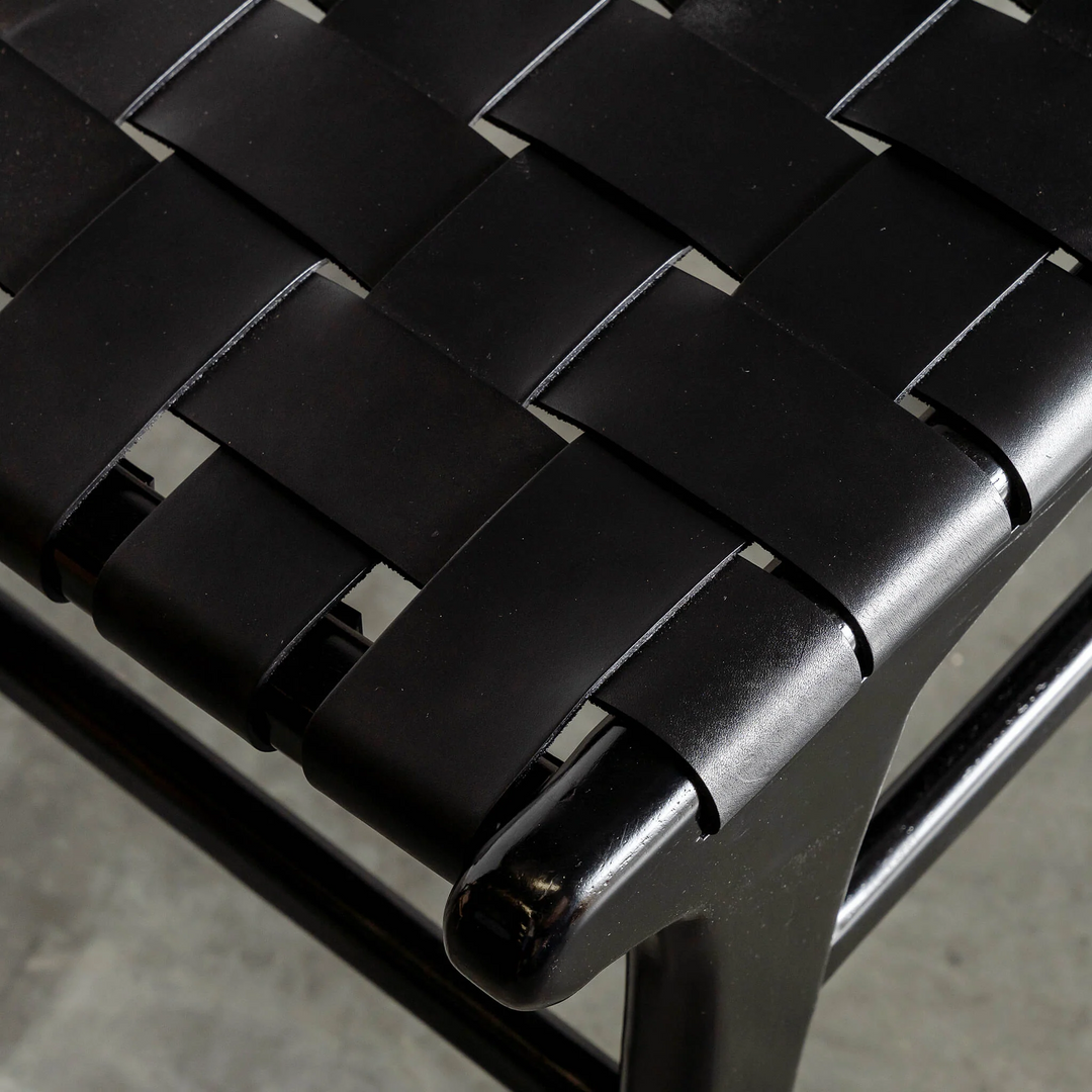 MALAND WOVEN LEATHER ARM CHAIR  |  BLACK ON BLACK