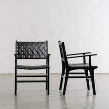 MALAND WOVEN LEATHER CARVER CHAIR  |  BLACK ON BLACK